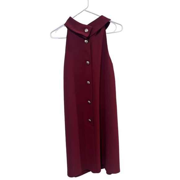 STS Sail to Sable Button Back Sleeveless Shift Dress Burgundy Size 2 - Picture 6 of 11